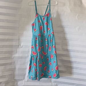 Cat & Jack Girls Blue Watermelon Print Sundress Size 10/12 Summer Dress